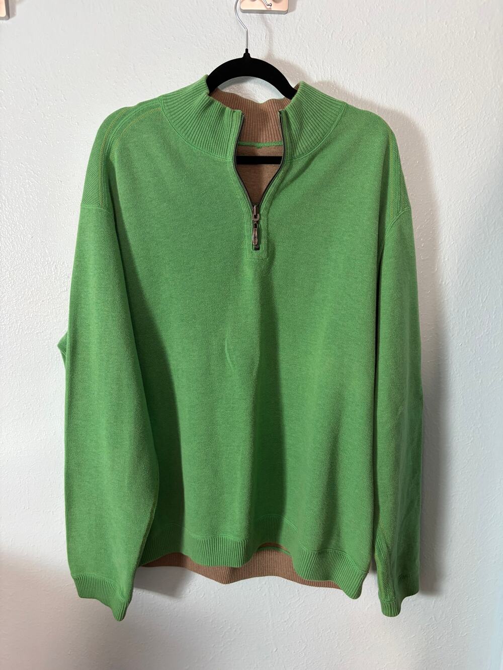 Tommy Bahama Reversible Quarter Zip Sweater Men's XL Cotton Pullover Golf Resort
